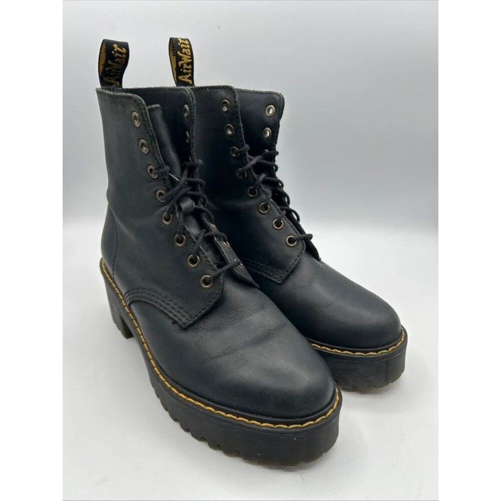 Dr. Martens Shriver Hi Leather Platform Heeled Boots Women’s Sz 8 Bkack